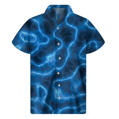 Blue Plasma Print Men's Short Sleeve Shirt