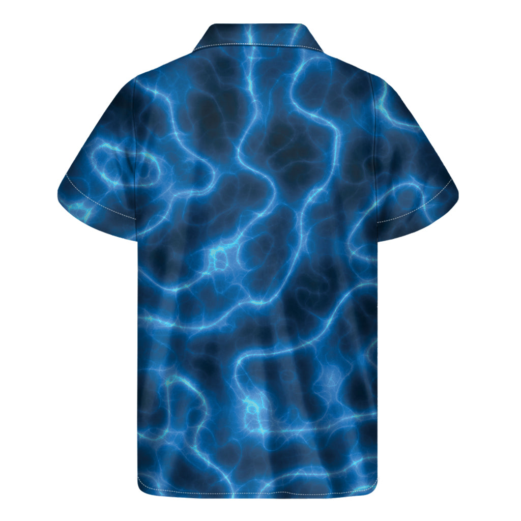 Blue Plasma Print Men's Short Sleeve Shirt