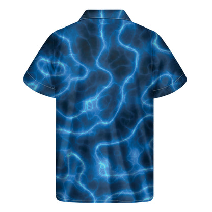 Blue Plasma Print Men's Short Sleeve Shirt