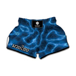 Blue Plasma Print Muay Thai Boxing Shorts