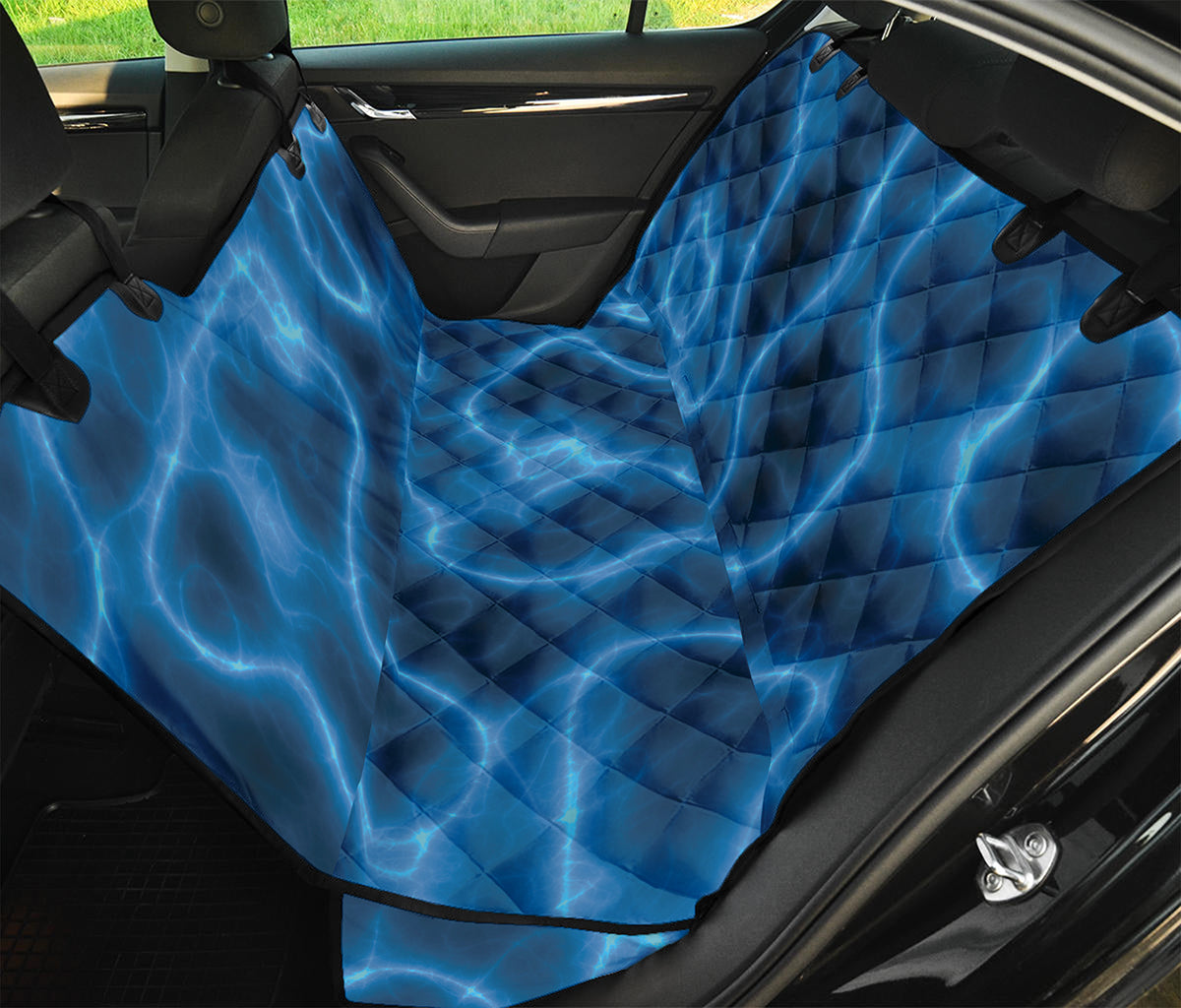 Blue Plasma Print Pet Car Back Seat Cover