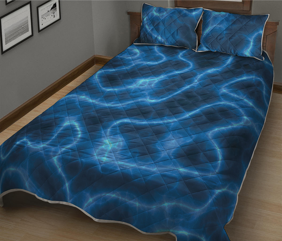 Blue Plasma Print Quilt Bed Set