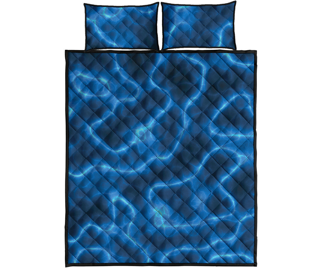 Blue Plasma Print Quilt Bed Set