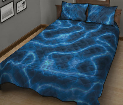 Blue Plasma Print Quilt Bed Set