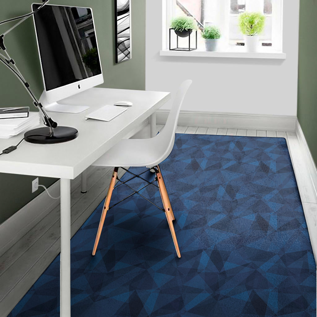 Blue Polygonal Geometric Print Area Rug