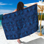 Blue Polygonal Geometric Print Beach Sarong Wrap