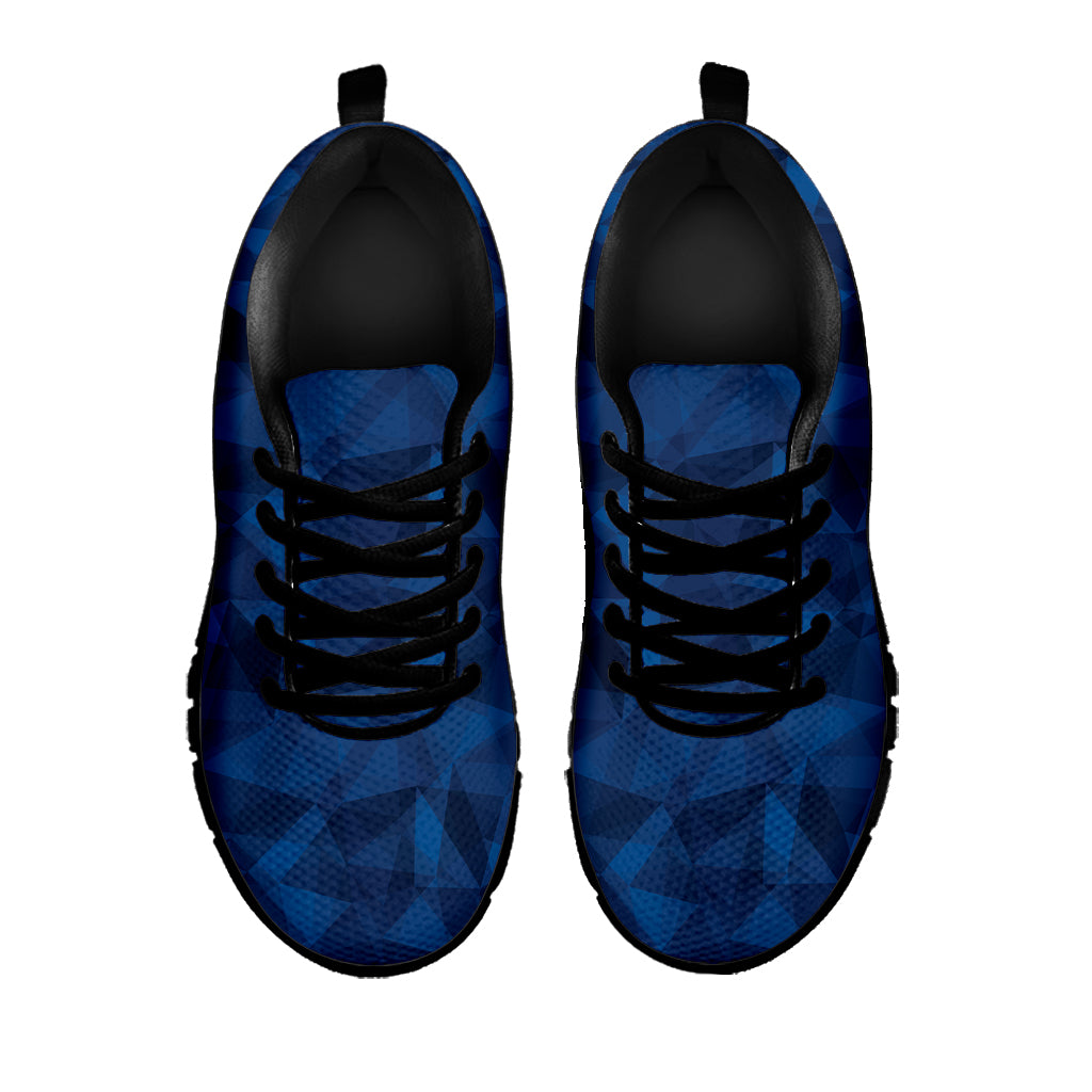 Blue Polygonal Geometric Print Black Sneakers