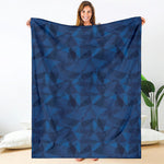 Blue Polygonal Geometric Print Blanket