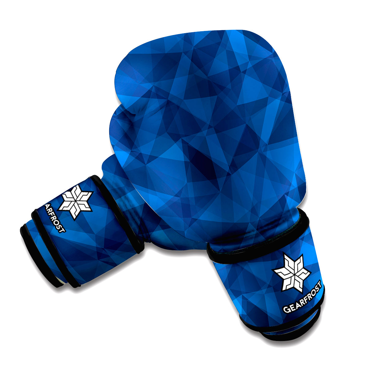 Blue Polygonal Geometric Print Boxing Gloves