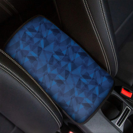 Blue Polygonal Geometric Print Car Center Console Cover