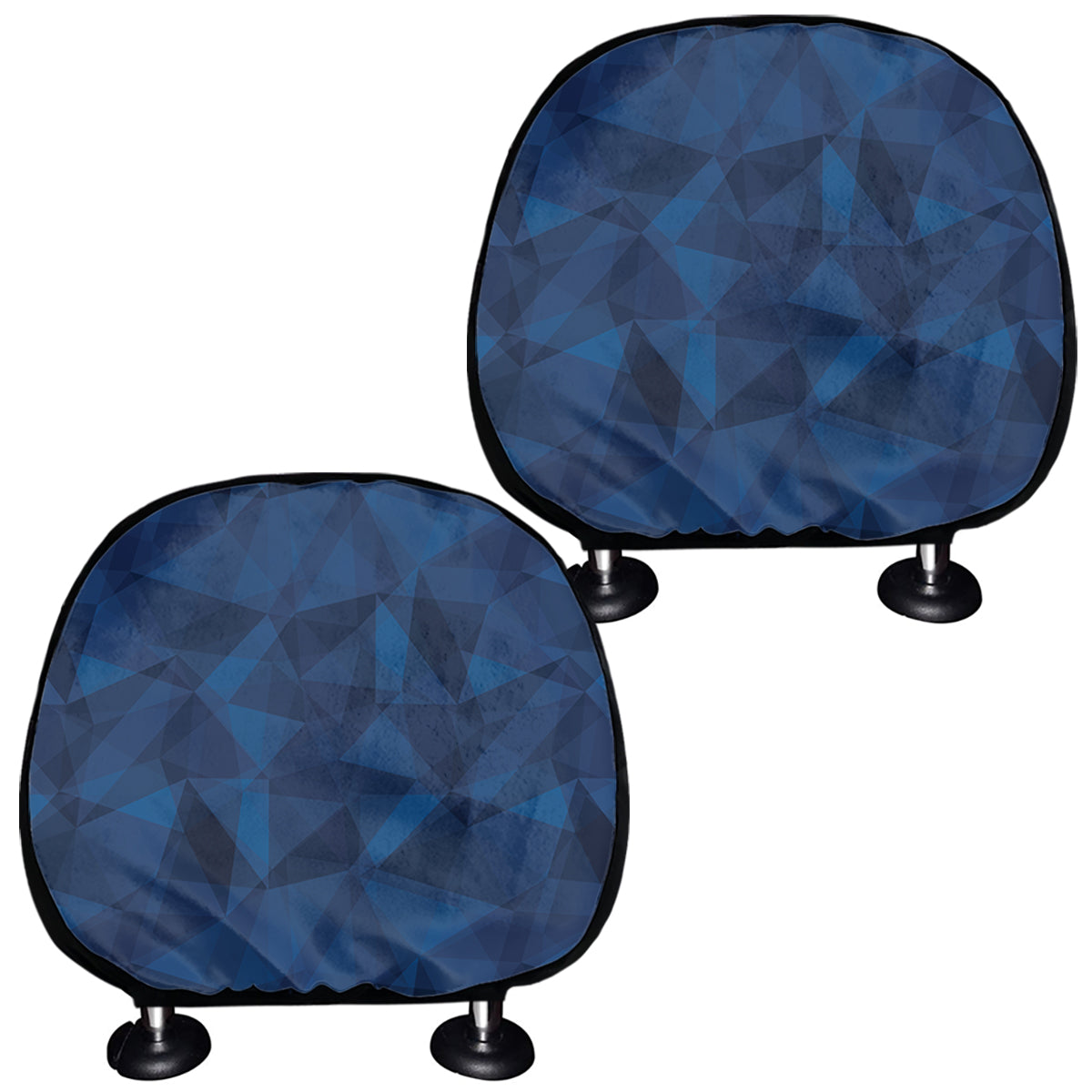 Blue Polygonal Geometric Print Car Headrest Covers