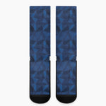 Blue Polygonal Geometric Print Crew Socks