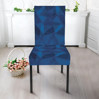Blue Polygonal Geometric Print Dining Chair Slipcover