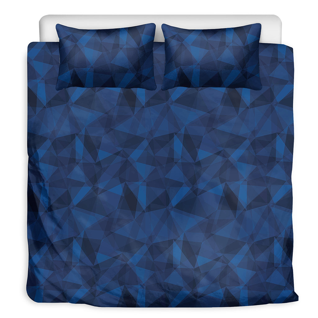 Blue Polygonal Geometric Print Duvet Cover Bedding Set