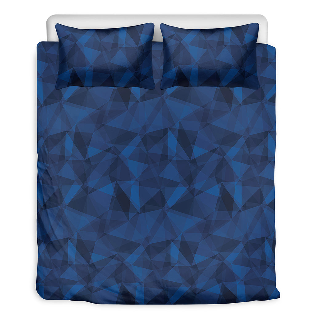 Blue Polygonal Geometric Print Duvet Cover Bedding Set