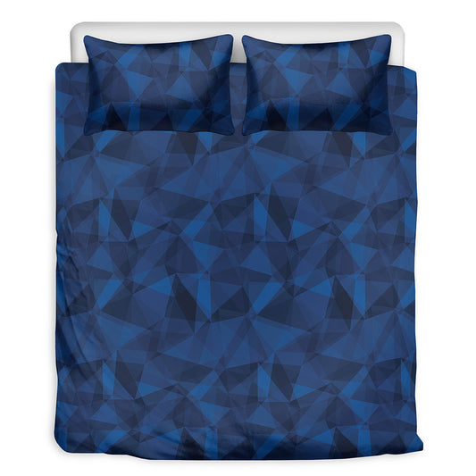 Blue Polygonal Geometric Print Duvet Cover Bedding Set