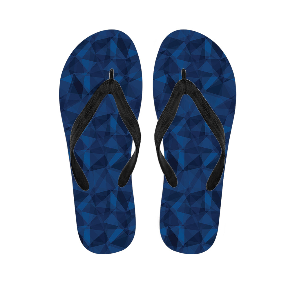 Blue Polygonal Geometric Print Flip Flops