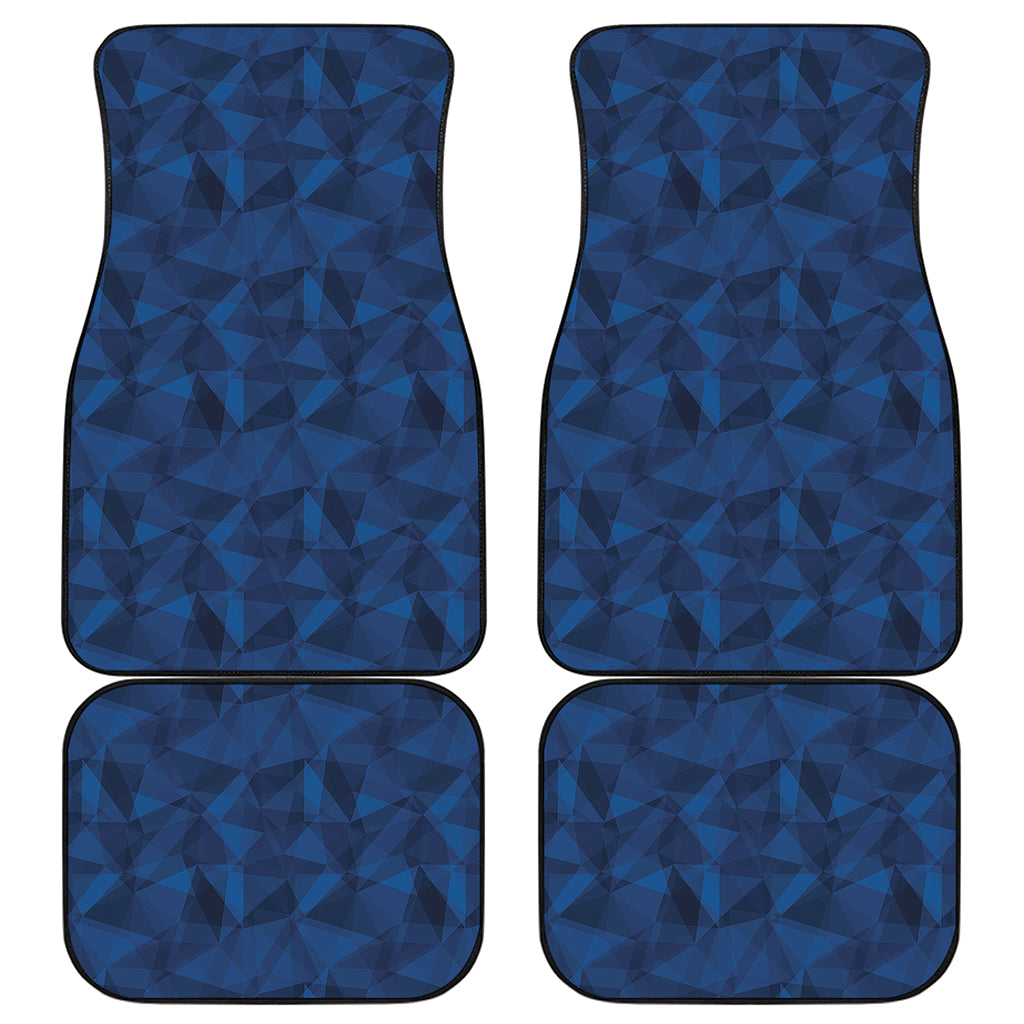 Blue Polygonal Geometric Print Front and Back Car Floor Mats