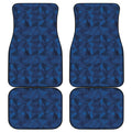 Blue Polygonal Geometric Print Front and Back Car Floor Mats