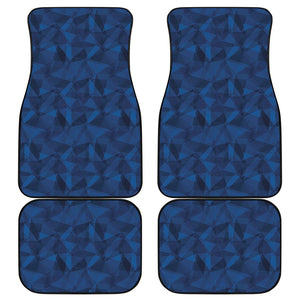 Blue Polygonal Geometric Print Front and Back Car Floor Mats