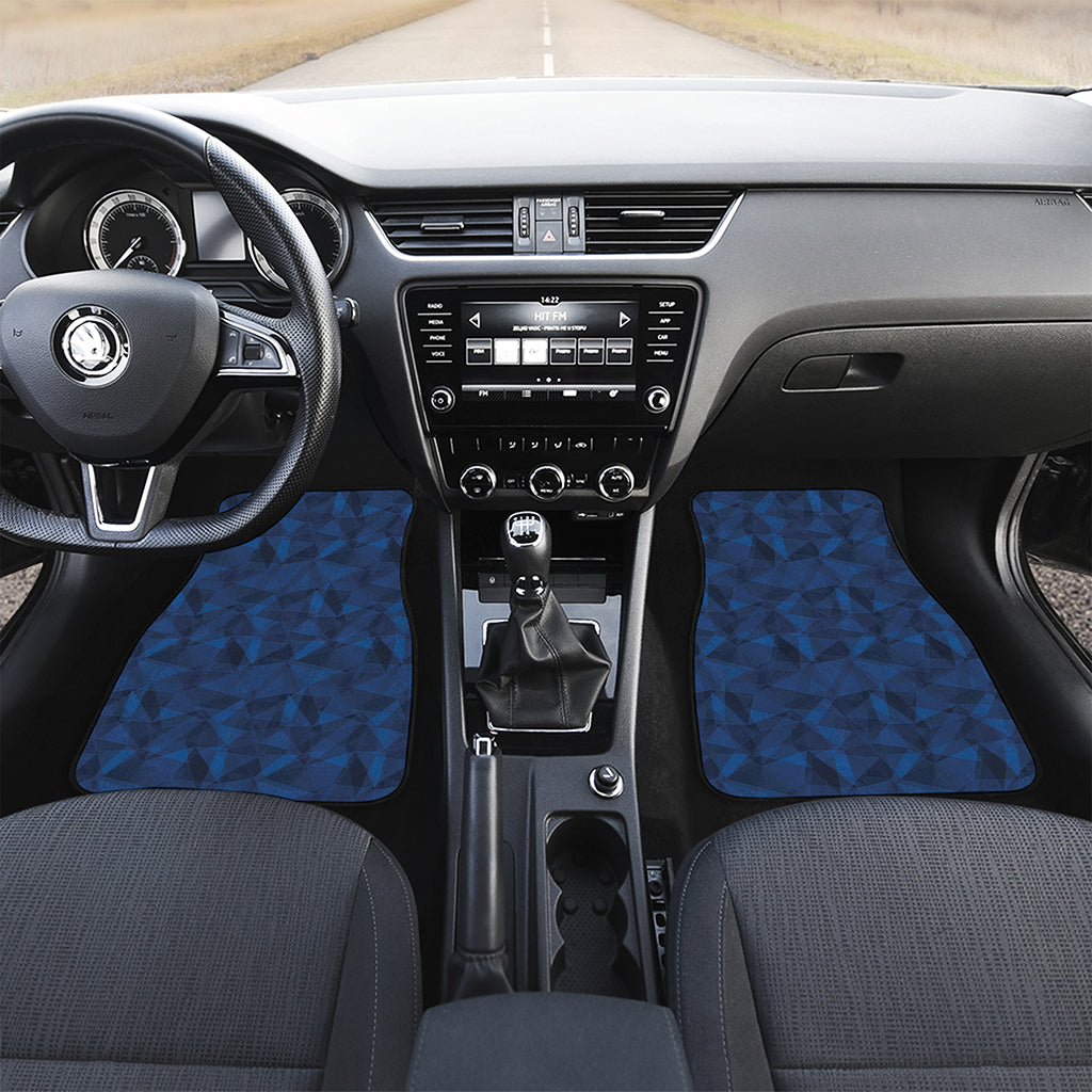 Blue Polygonal Geometric Print Front and Back Car Floor Mats