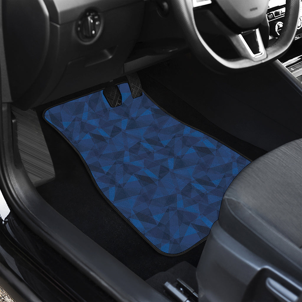 Blue Polygonal Geometric Print Front and Back Car Floor Mats