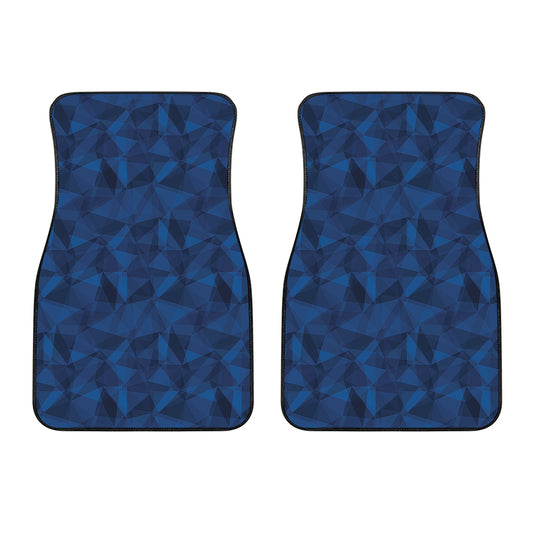 Blue Polygonal Geometric Print Front Car Floor Mats