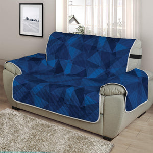 Blue Polygonal Geometric Print Half Sofa Protector