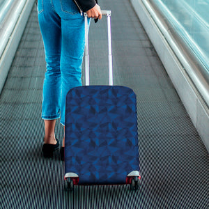 Blue Polygonal Geometric Print Luggage Cover