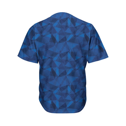 Blue Polygonal Geometric Print Men's Baseball Jersey