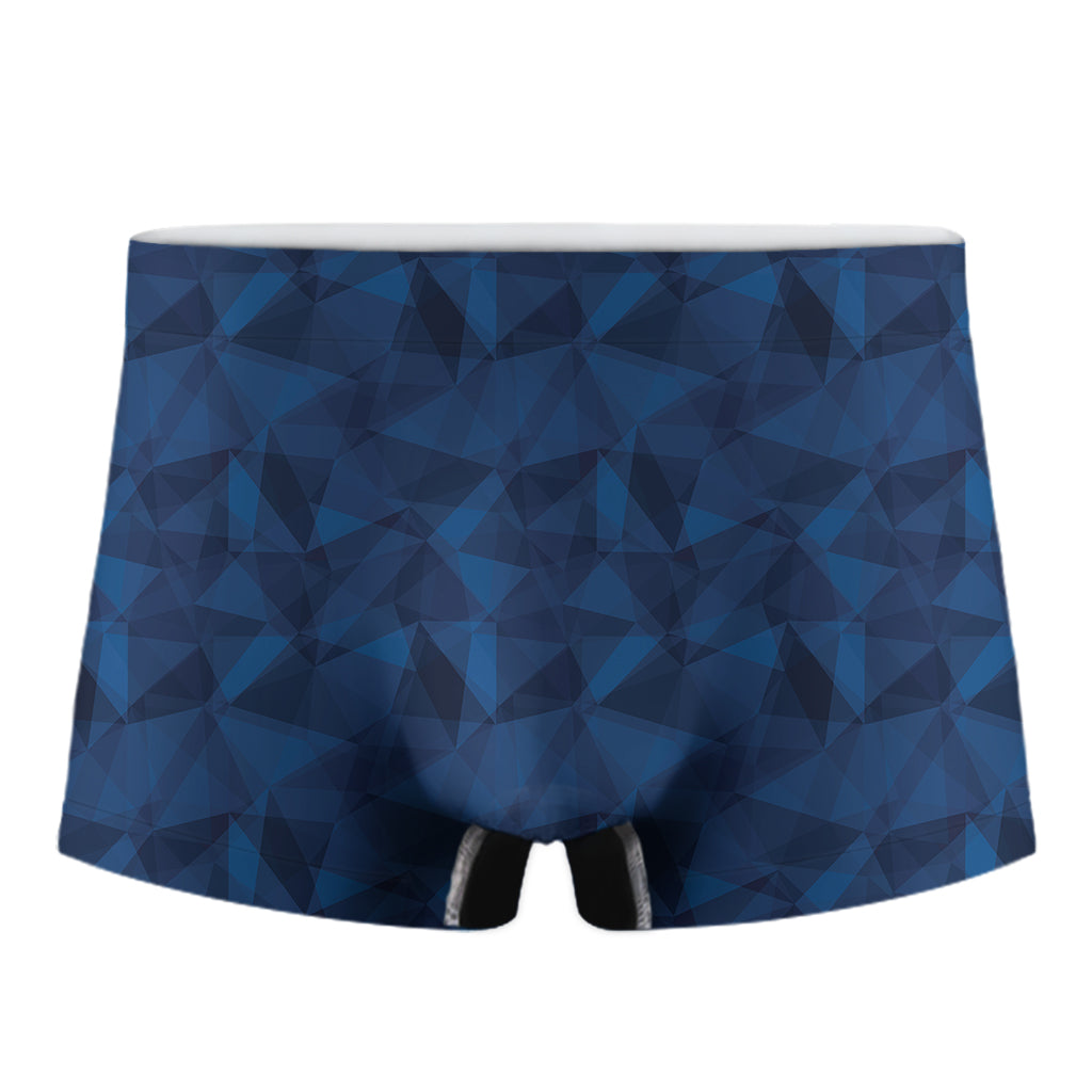 Blue Polygonal Geometric Print Men's Boxer Briefs