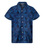 Blue Polygonal Geometric Print Men's Short Sleeve Shirt