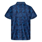 Blue Polygonal Geometric Print Men's Short Sleeve Shirt