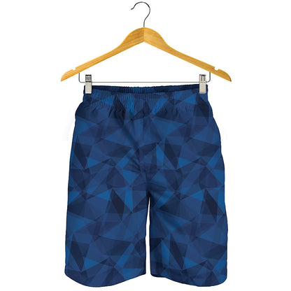 Blue Polygonal Geometric Print Men's Shorts
