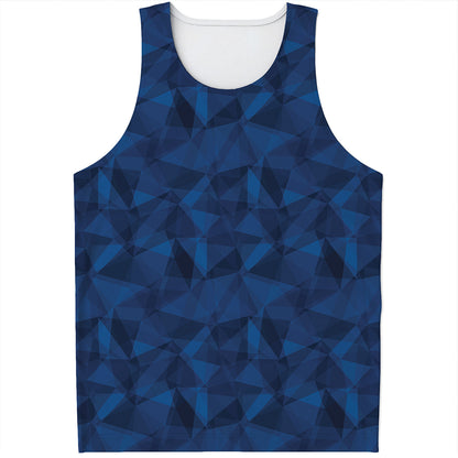 Blue Polygonal Geometric Print Men's Tank Top