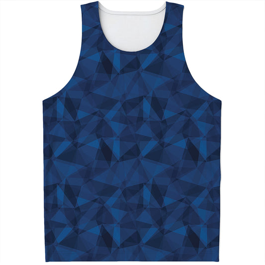 Blue Polygonal Geometric Print Men's Tank Top