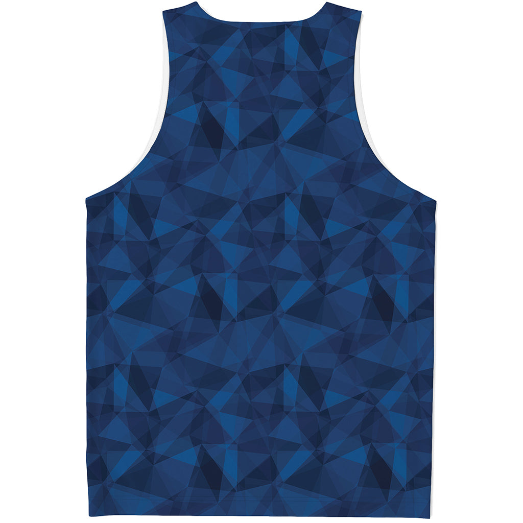 Blue Polygonal Geometric Print Men's Tank Top