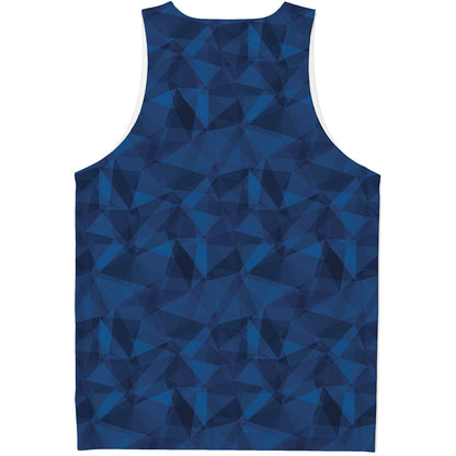 Blue Polygonal Geometric Print Men's Tank Top