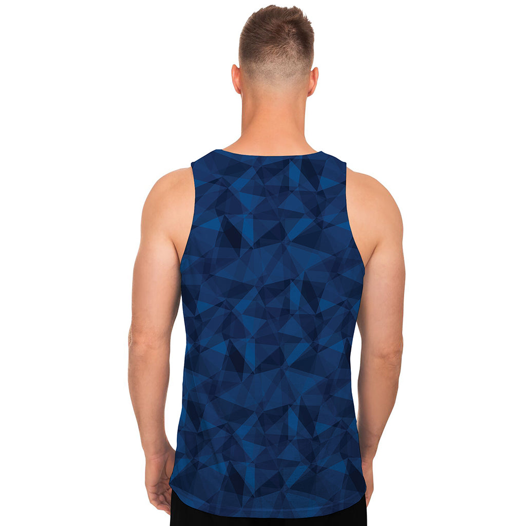 Blue Polygonal Geometric Print Men's Tank Top