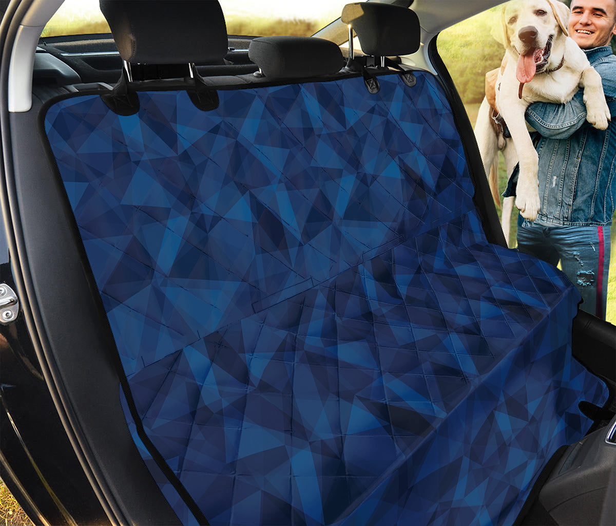 Blue Polygonal Geometric Print Pet Car Back Seat Cover