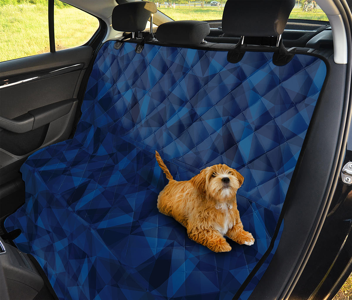Blue Polygonal Geometric Print Pet Car Back Seat Cover