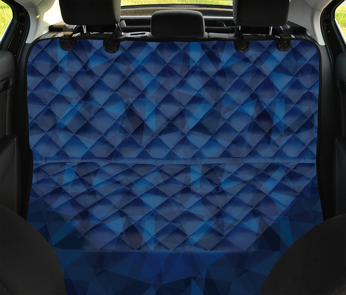 Blue Polygonal Geometric Print Pet Car Back Seat Cover