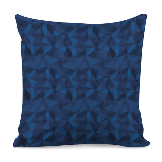 Blue Polygonal Geometric Print Pillow Cover