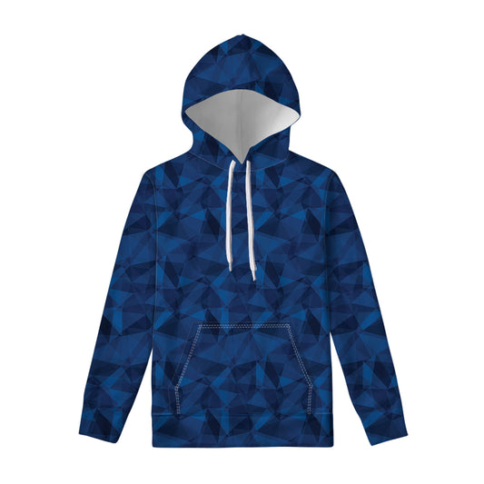 Blue Polygonal Geometric Print Pullover Hoodie