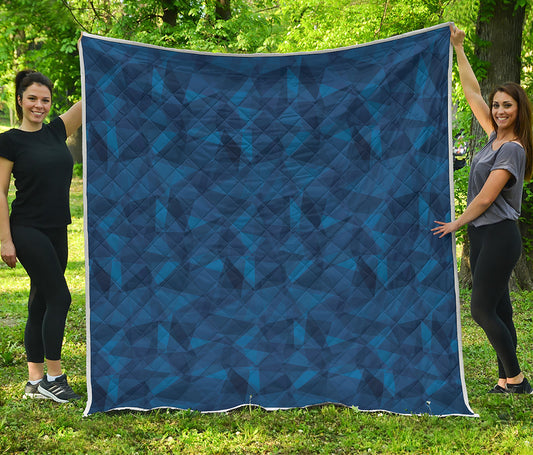 Blue Polygonal Geometric Print Quilt