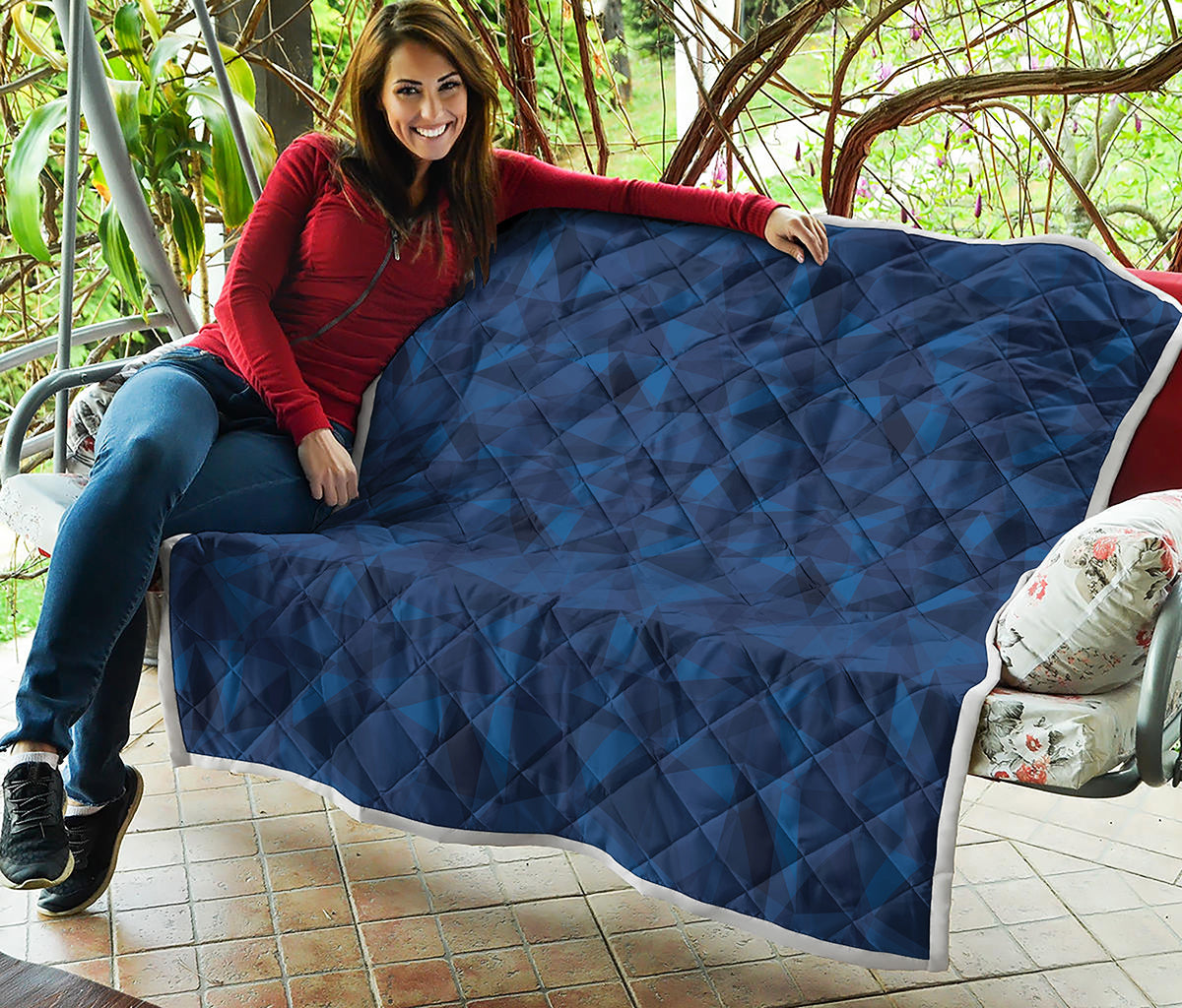 Blue Polygonal Geometric Print Quilt