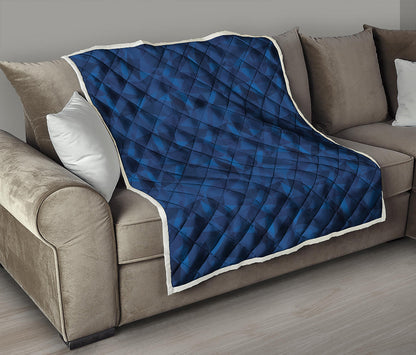 Blue Polygonal Geometric Print Quilt