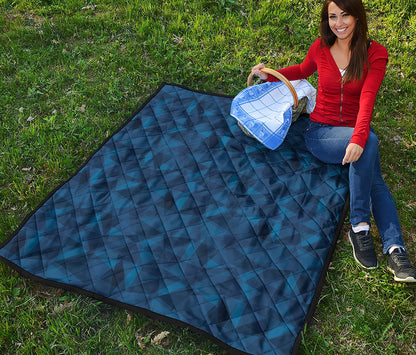 Blue Polygonal Geometric Print Quilt