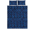 Blue Polygonal Geometric Print Quilt Bed Set