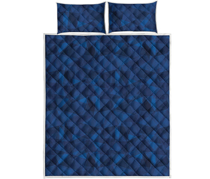 Blue Polygonal Geometric Print Quilt Bed Set